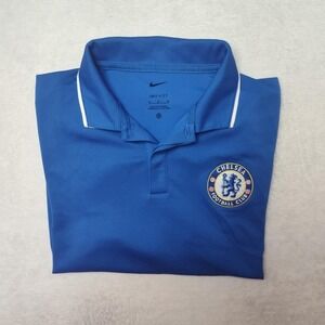 Chelsea Football Club Shirt Mens Medium Blue Soccer Nike Dri-FIT Polo Crest